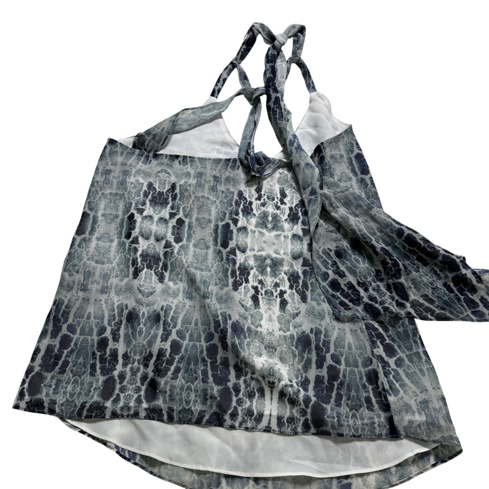 Haute Hippie NWT Snakeskin Halter Camisole Women XS Blue Tie Back Tank Top - Picture 7 of 10